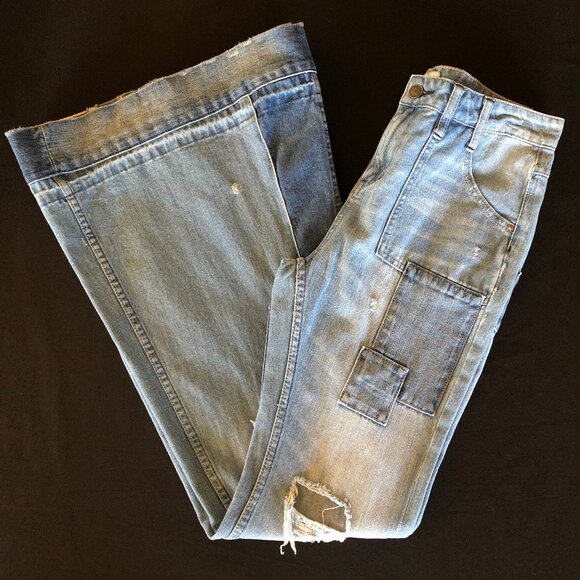 ❌ Reserved for @isabelle_p ❌ Free People Festy Super Flare Patchwork Jeans Sz 28 - Picture 7 of 16